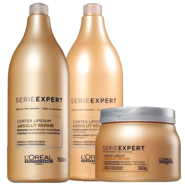 Kit Shampoo 1500ml + Condicionador 1500ml + Máscara 500gr L'Oréal Cortex Lipidium - Loreal