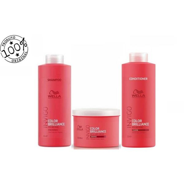 Kit Shampoo 1l, Cond 1l e Mascara 500gr Wella Invigo Brilliance