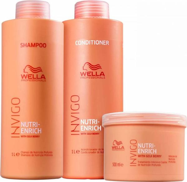 Kit Shampoo 1l Condicionador 1l e Máscara 500g Wella Invigo Nutri-Enrich