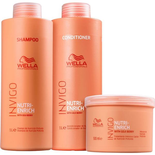 Kit Shampoo 1L + Condicionador 1L + Másc 500ml Invigo Nutri-Enrich Wella