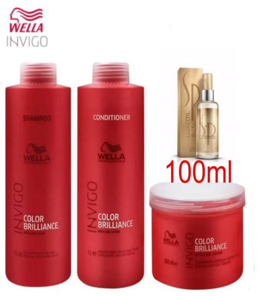 Kit Shampoo 1l Condicionador 1l Máscara 500g e ÓLeo Sp Luxe 100ml - Wella