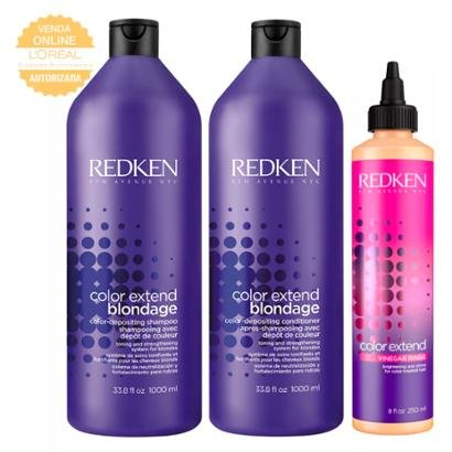 Kit Shampoo 1L + Condicionador 1L + Tratamento Redken Color Extend Blondage