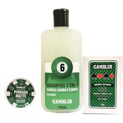 Kit Shampoo 250ml + Sabonete 75g + Pomada Matte 65g - Gambler