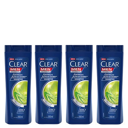 Kit Shampoo Anticaspa Clear Men Controle e Alívio da Coceira 200ml 4 Unidades