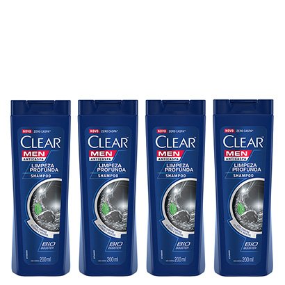 Kit Shampoo Anticaspa Clear Men Limpeza Profunda 200ml com 4 Unidades