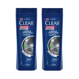 Kit Shampoo Anticaspa Clear Men Limpeza Profunda 200ml 2 Unidades