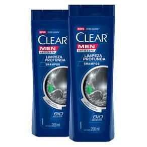 Kit 2 Shampoo Clear Men Limpeza Profunda Masculino 200ml