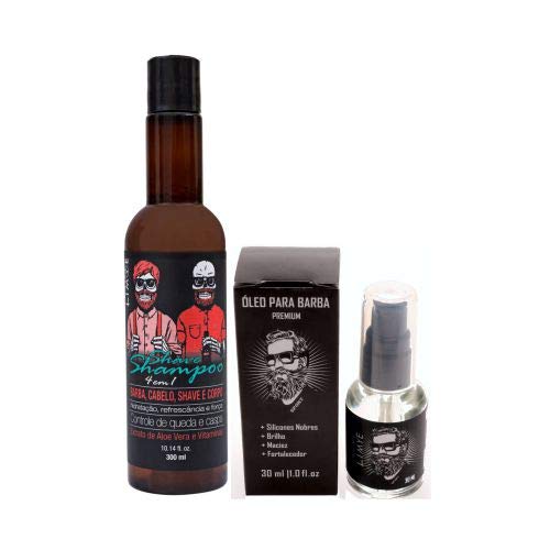 Kit Shampoo Anticaspa Masculino + Óleo Premium para Barba Cabelos Bigode Limye Brasil