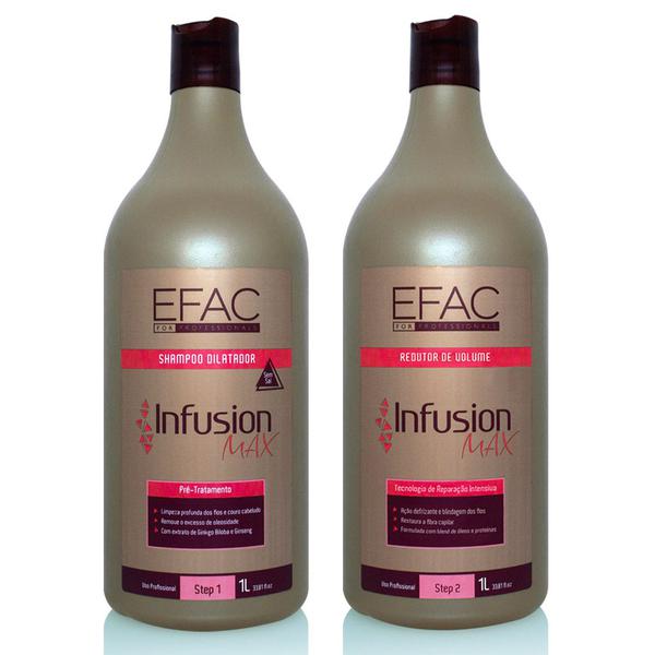 Kit Shampoo Antirresíduos 1L + Escova Progressiva Sem Formol 1l EFAC Infusion Max - Efac For Professionals