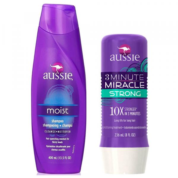 Kit Shampoo Aussie Moist 400ml + Tratamento Capilar Aussie Strong 3 Minutos Milagrosos 236ml - Aussie