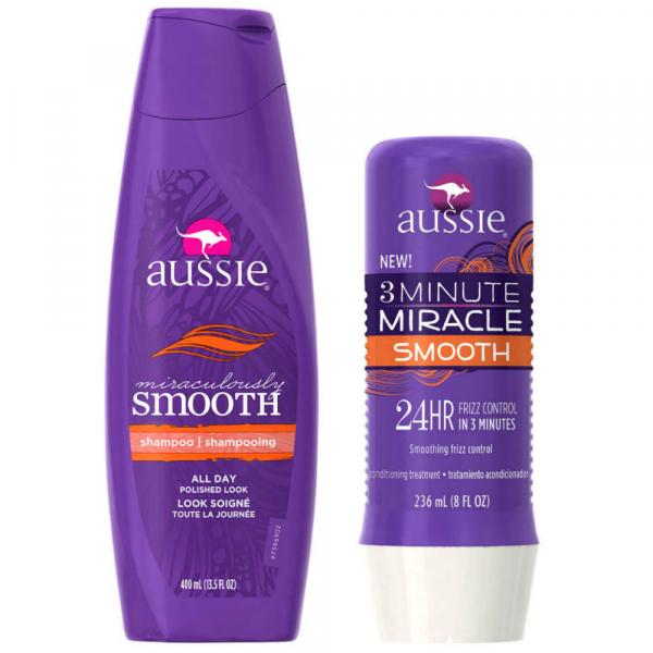 Kit Shampoo Aussie Smooth 400ml + Tratamento Capilar Aussie Smooth 3 Minutos Milagrosos 236ml - Aussie