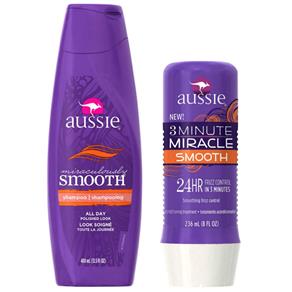 Kit Shampoo Aussie Smooth 400ml + Tratamento Capilar Aussie Smooth 3 Minutos Milagrosos 236ml