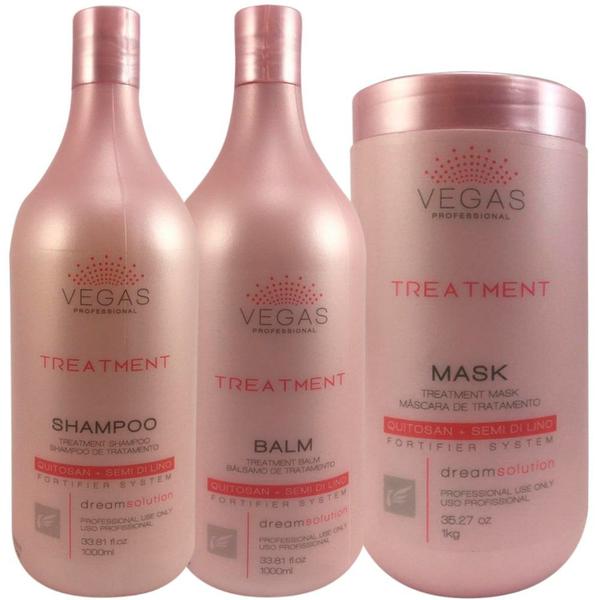 Kit Shampoo + Bálsamo + Másc Treatment 3x1000ml Vegas Professional