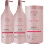 Kit Shampoo + Bálsamo + Máscara Treatment 3x1000ml Vegas Professional