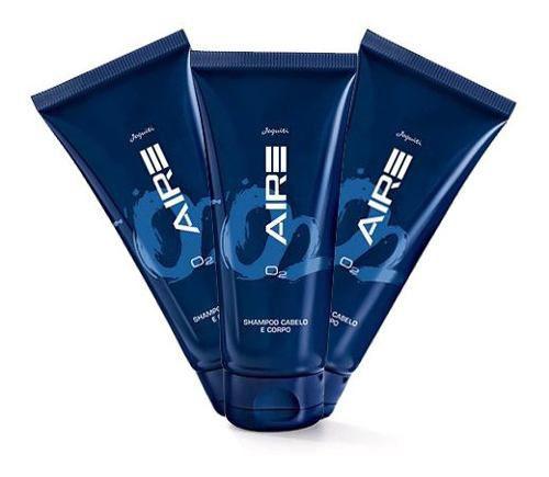 Kit 3 Shampoo Cabelo e Corpo Masculino Aire O2 100ml/cada - Jequiti