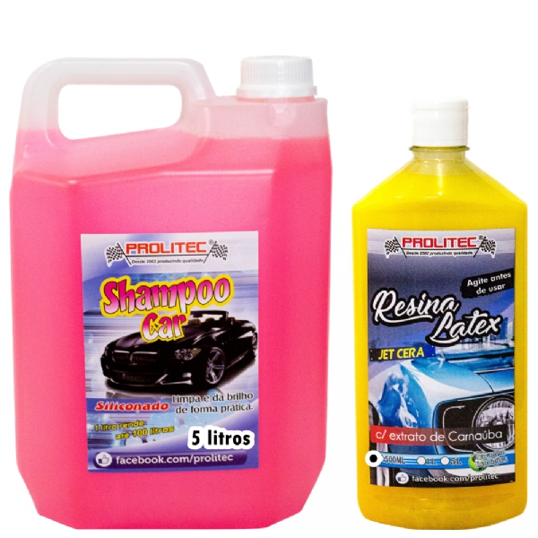 Kit Shampoo Car Lava Auto 5 Litros + Jet Cera com Carnaúba 500 Ml - Prolitec