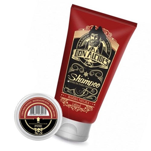 Kit Shampoo + Cera para Bigode Barba Negra | Don Alcides
