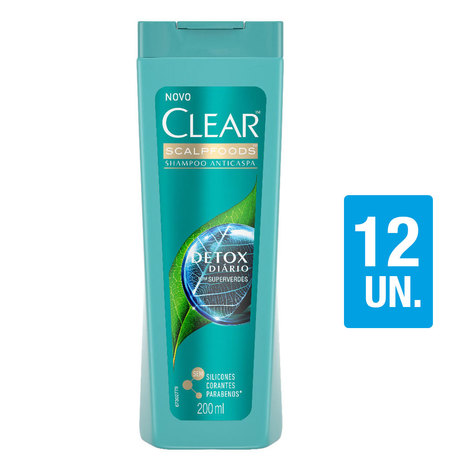 Kit Shampoo Clear Women Anticaspa Detox Diário 200Ml com 12Un