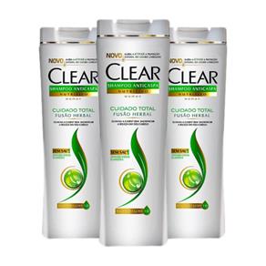Kit 3 Shampoo Clear Women Fusão Herbal Cuidado Total Feminino - 200 Ml