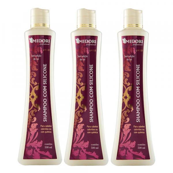Kit 3 Shampoo com Silicone 500ml - Midori Profissional