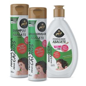 Kit Shampoo + Cond + Ativador de Cachos Pró Cachos - Abacate