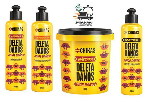 Kit Shampoo Cond Máscara Finalizador Deleta Danos Chikas - Bio Extratus