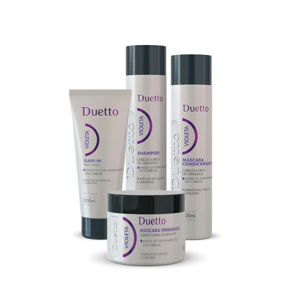 Kit Shampoo + Cond + Máscara + Leave-In Violeta Duetto 500g