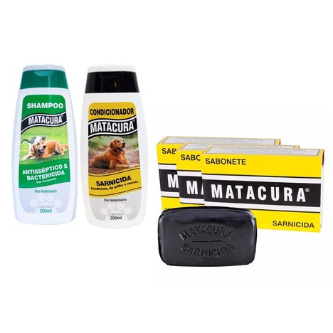 Kit Shampoo + Condicionador 200 Ml + 3 Sabonetes Matacura