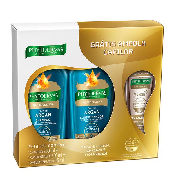 Kit Shampoo + Condicionador + Ampola Phytoervas Pós Progressiva