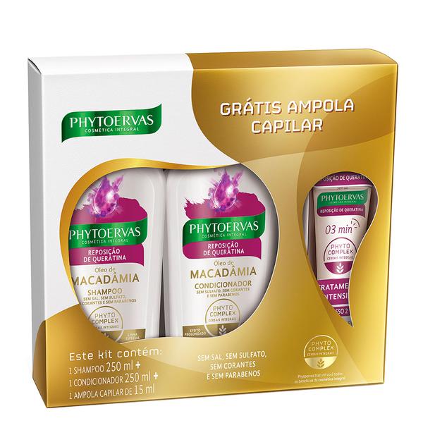 Kit Shampoo + Condicionador + Ampola Phytoervas Reposição de Queratina
