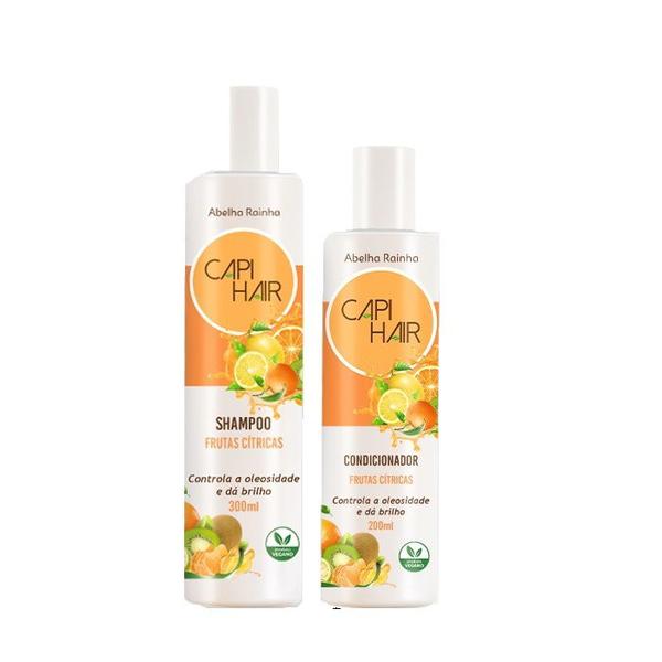 Kit Shampoo + Condicionador Antioleosidade Frutas Cítricas Vegano Capi Hair Abelha Rainha