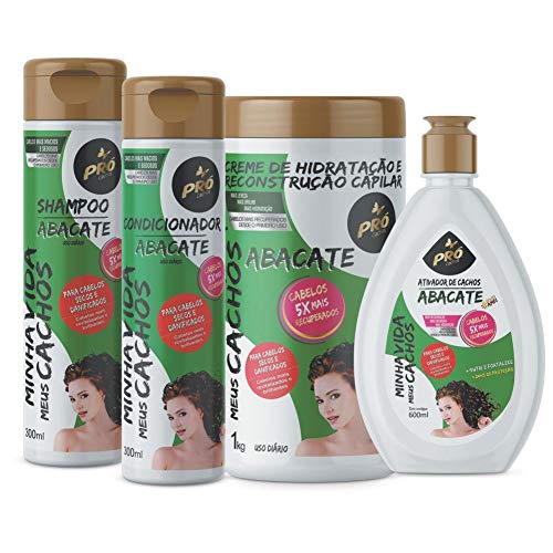 Kit Shampoo + Condicionador + Ativador de Cachos + Creme de Hidratação Pró Cachos - Abacate