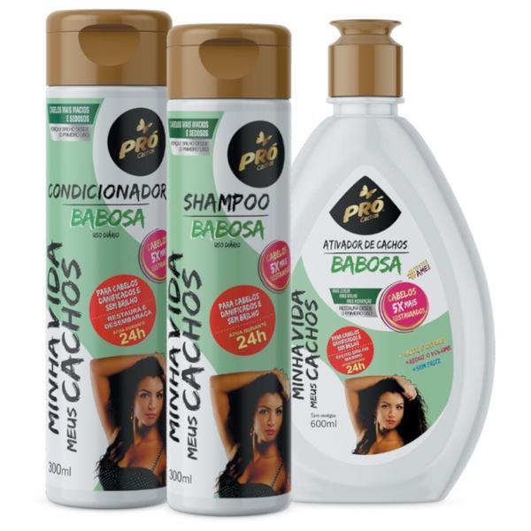 Kit Shampoo + Condicionador + Ativador de Cachos Pró Cachos - Babosa