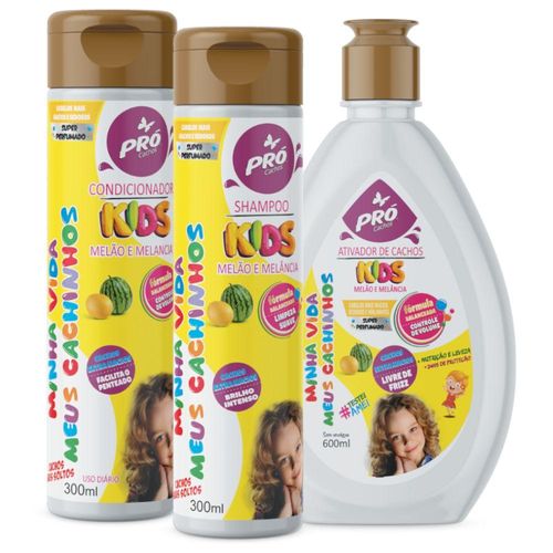 Kit Shampoo + Condicionador + Ativador de Cachos Pró Cachos Kids - Melão e Melancia