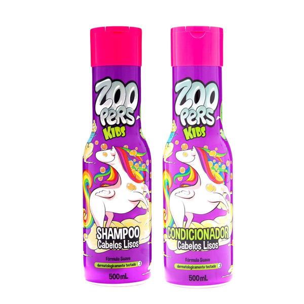 Kit Shampoo + Condicionador Cabelos Lisos Zoopers Kids
