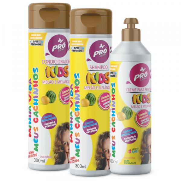 Kit Shampoo + Condicionador + Creme de Pentear Pró Cachos Kids - Melão e Melancia