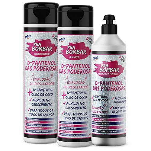Kit Shampoo + Condicionador + Creme de Pentear Pró Cachos - Pra Bombar D-panthenol das Poderosas