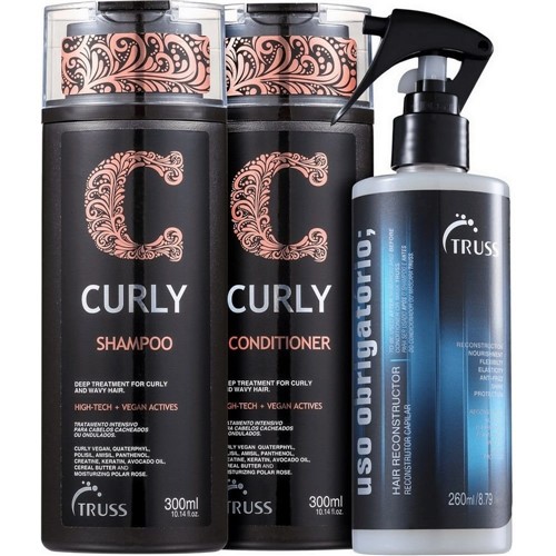 Kit Shampoo + Condicionador Curly 2X300Ml + Tratamento Uso Obrigatório...