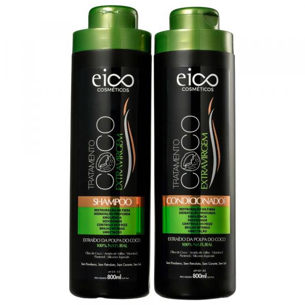 Kit Shampoo + Condicionador de Tratamento Coco Extra Virgem Eico 2 x 800ml