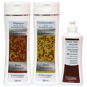 Kit Shampoo, Condicionador e Creme de Pentear Ostra - Shampoo 350 Ml, Máscara 500 Gramas