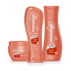 Kit Shampoo, Condicionador e Creme de Tratamento Monange Cachos Perfeitos com 350ml