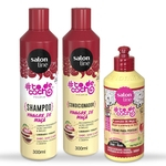 Kit Shampoo, Condicionador e Creme para Pentear Vinagre de Maça Vegano Salon Line