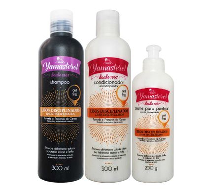 Kit Shampoo Condicionador e Creme para Pentear Yamasterol Lisos Disciplinados 300ml - Yamá