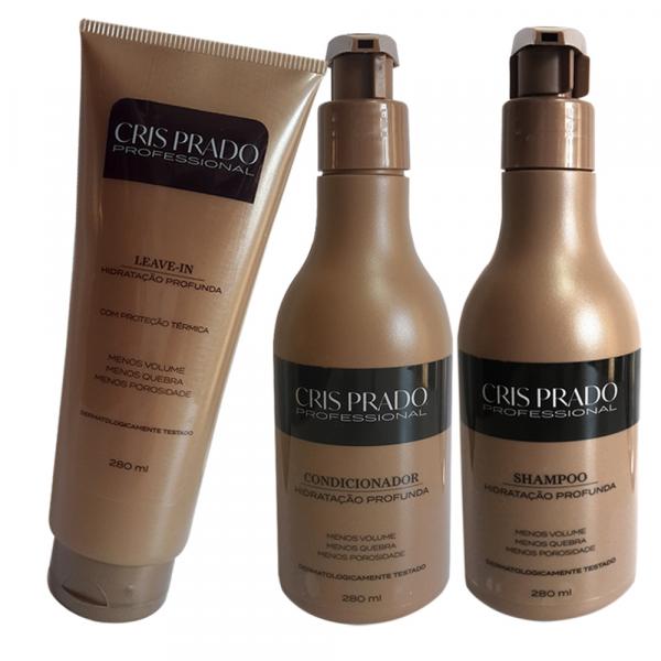 Kit Shampoo Condicionador e Leave-In Cris Prado Professional