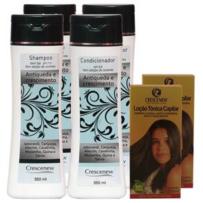 Kit 2 Shampoos, 2 Condicionadores e 2 Loções Capilar Queda de Cabelo - Shampoo 350 Ml+ Condicionador 350 Ml+ Loção 250 Ml