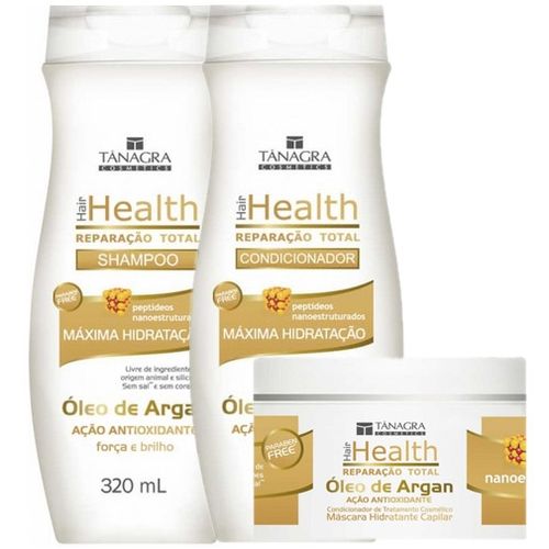 Kit Shampoo Condicionador e Máscara Capilar Hair Health Óleo de Argan Tânagra