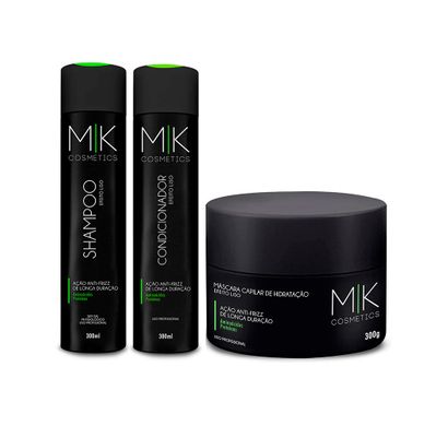Kit Shampoo, Condicionador e Máscara Efeito Liso - MK Cosmetic
