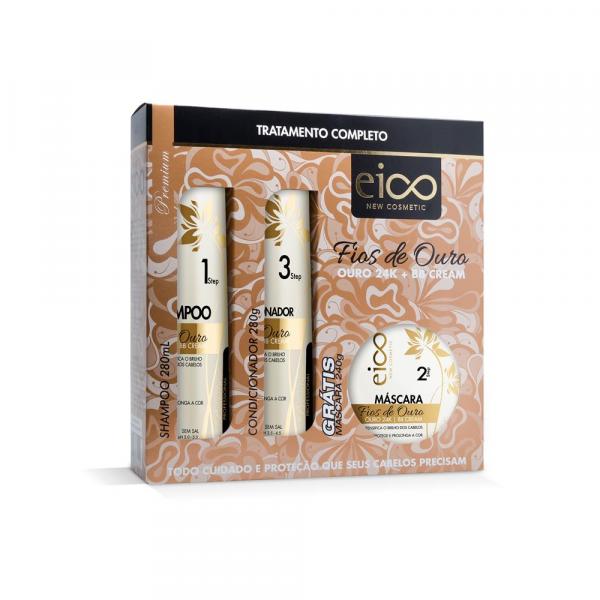 Kit Shampoo Condicionador e Máscara Fios de Ouro 280ml - Eico