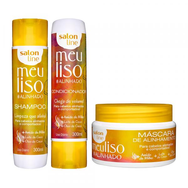 Kit Shampoo Condicionador e Máscara Meu Liso Alinhado - Salon Line