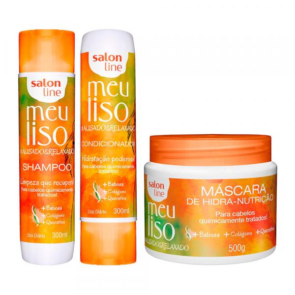 Kit Shampoo Condicionador e Máscara Meu Liso AlisadoeRelaxado - Salon Line